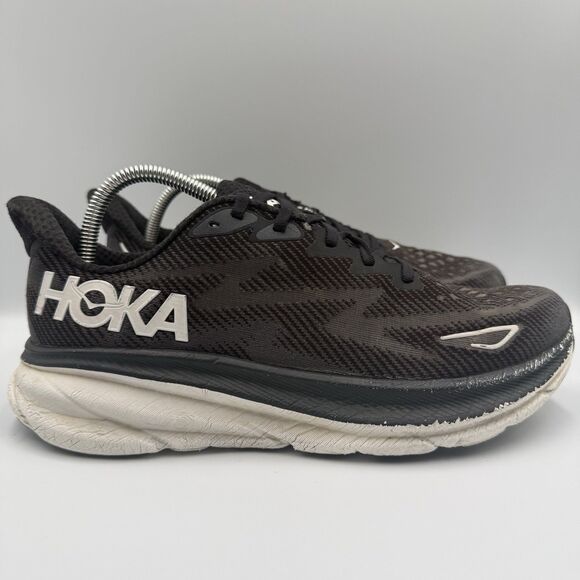 Hoka One One Other - Hoka One One Clifton 9 Mens Size 9.5D Black White Walking Running Shoes Sneakers